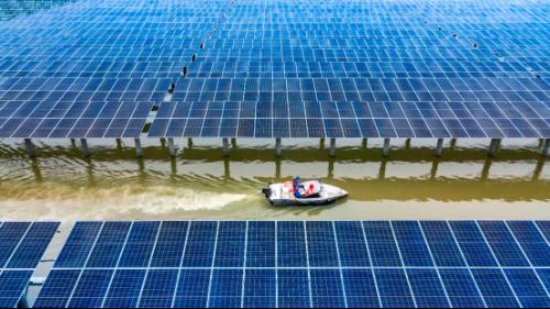 華東地區(qū)規(guī)模最大漁光互補(bǔ)光伏電站一期項(xiàng)目并網(wǎng)